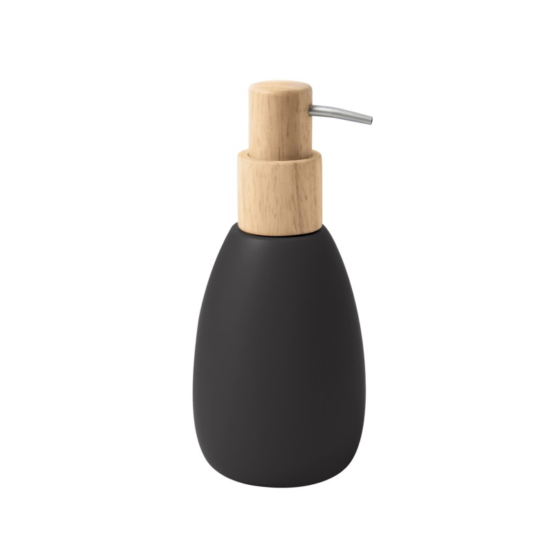 Seifenspender aus Polyresin und Holz SVEN Mattschwarz Spirella
