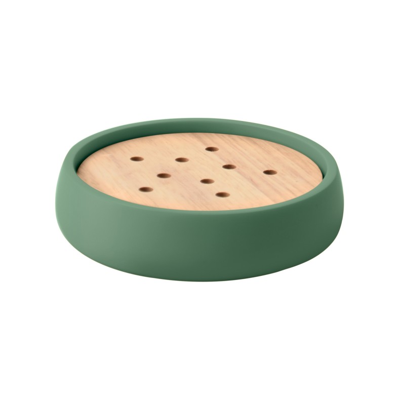 Soap dish Polyresin & Wood SVEN Matte basil green Spirella
