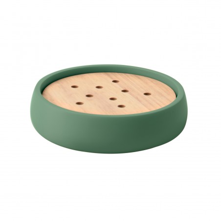 Soap dish Polyresin & Wood SVEN Matte basil green Spirella