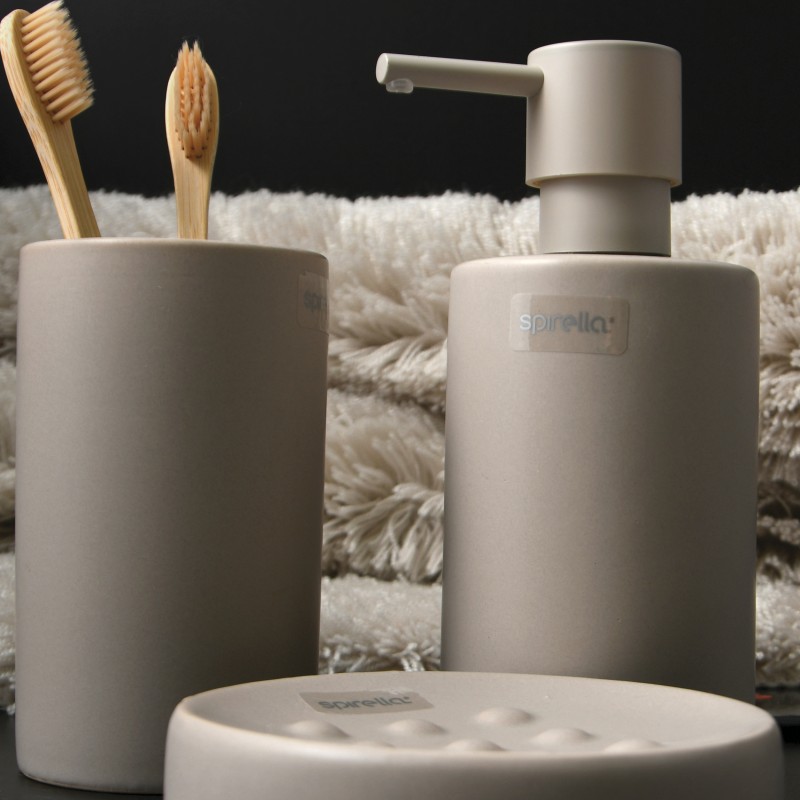 Soap dispenser Ceramic TUBE-MATT Matt taupe Spirella