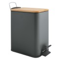 Poubelle à  pédale Acier & Bambou ERIK 5L Gris Foncé mat Spirella