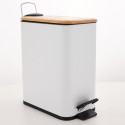 Poubelle à  pédale Acier & Bambou ERIK 5L Blanc mat Spirella