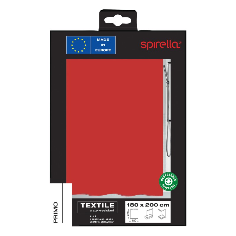 Spirella Duschvorhang PRIMO Polyester 180x200cm Rot