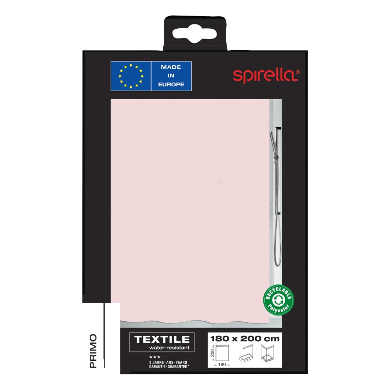 Spirella Rideau de douche Polyester PRIMO 180x200cm Rose Clair