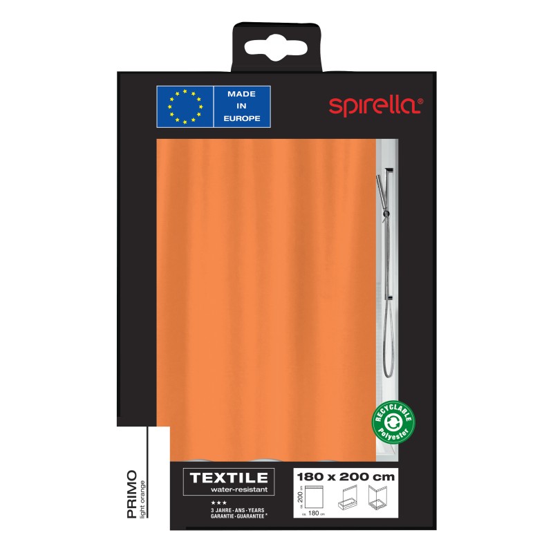 Polyester Shower curtain PRIMO 180x200cm Light Orange Spirella
