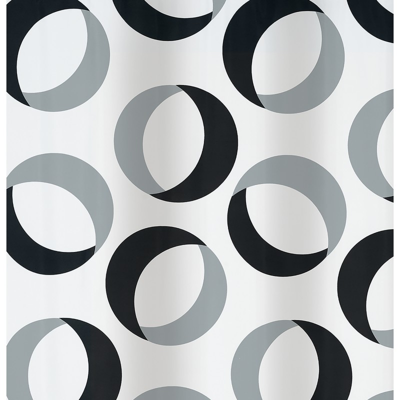Cortina de ducha Poliéster RINGS 180x200cm Gris y Negro Spirella