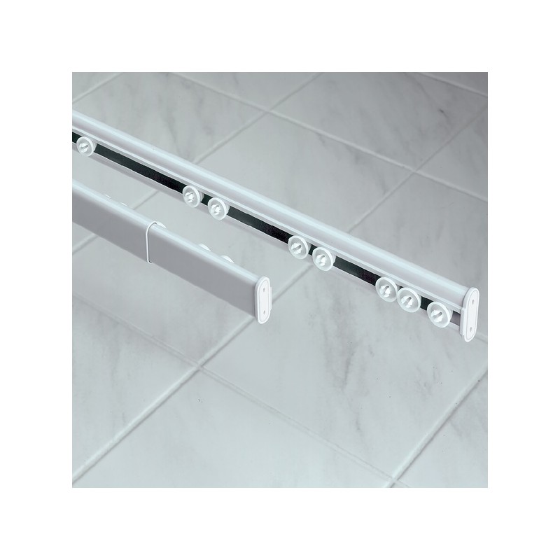 Rod bar for extendable shower curtain or bathtub without drilling in Aluminum SURPRISE 75-125cm White Spirella