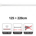 Barre tringle pour rideau de douche ou baignoire extensible sans perçage en Alu KRETA 125-220cm Blanc Spirella