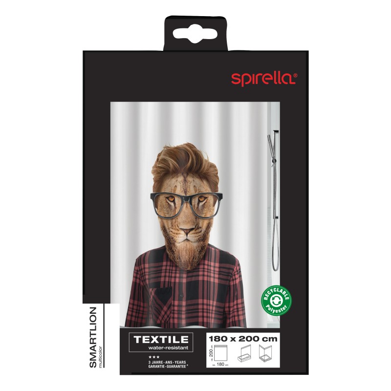 SmatLION Cortina de ducha de poliéster 180x200cm Spirella multicolor