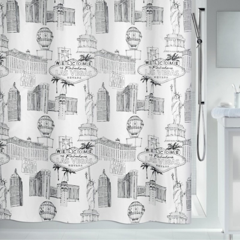 spirella Rideau de douche Polyester VEGAS 180x200cm Noir & Blanc Spirella