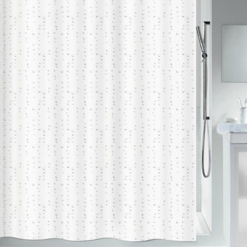 spirella Rideau de douche Polyester WET 180x180cm Blanc effet perlé Spirella