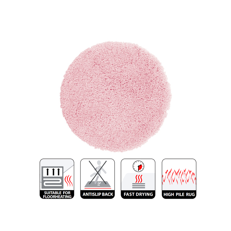 Tapis de bain rond Microfibre HIGHLAND ?60cm Rose clair Spirella