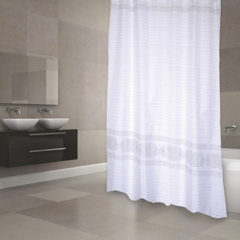TORALLA Cortina de Ducha de Poliéster 180x200cm CALIDAD PREMIUM Gris - Anillas incluidas MSV