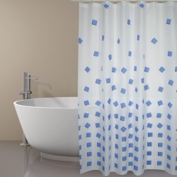 Polyester Shower curtain THIKA 180x200cm PREMIUM QUALITY Blue - Rings included MSV