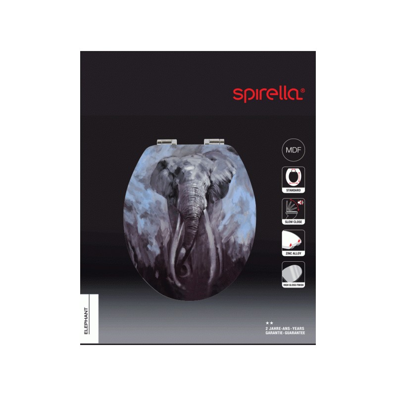 Abattant wc MDF ELEPHANT - Charnières Inox Spirella