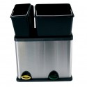 Papelera con pedal de acero inoxidable con clasificación selectiva 18L+8L MSV