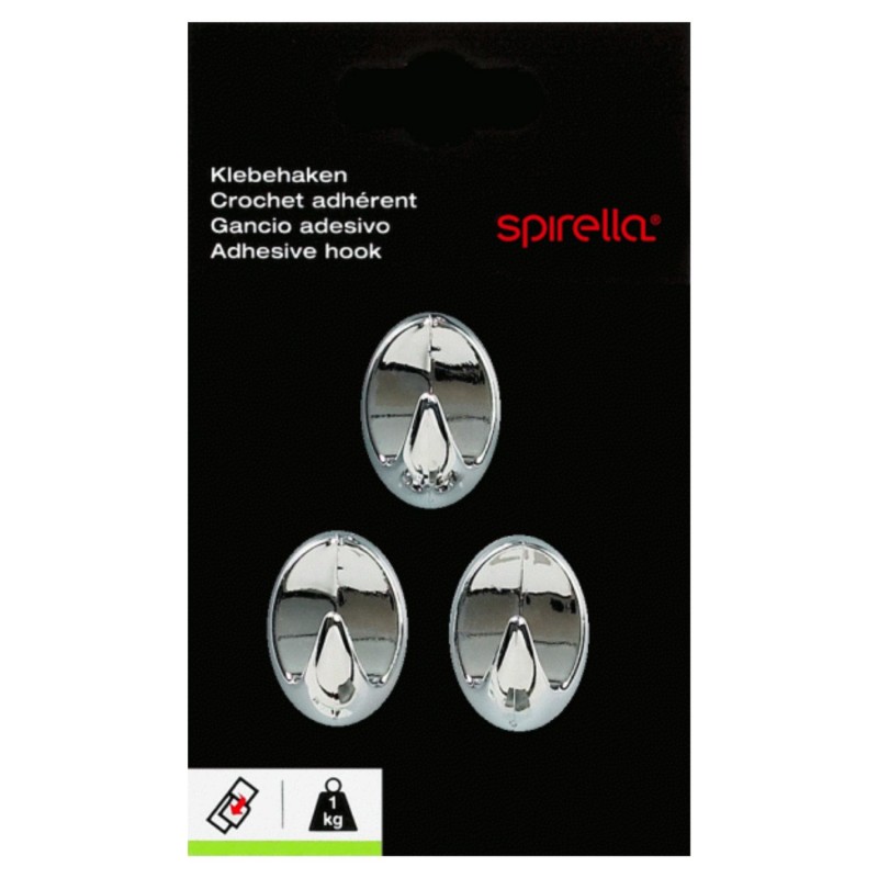 3 crochets muraux pour serviette LILIPUTHAKEN OVAL Chromé Spirella