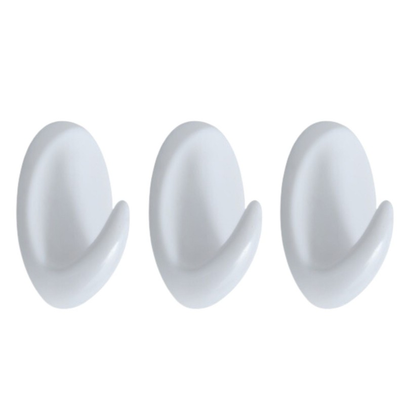 3 crochets muraux pour serviette LILIPUTHAKEN OVAL Blanc Spirella