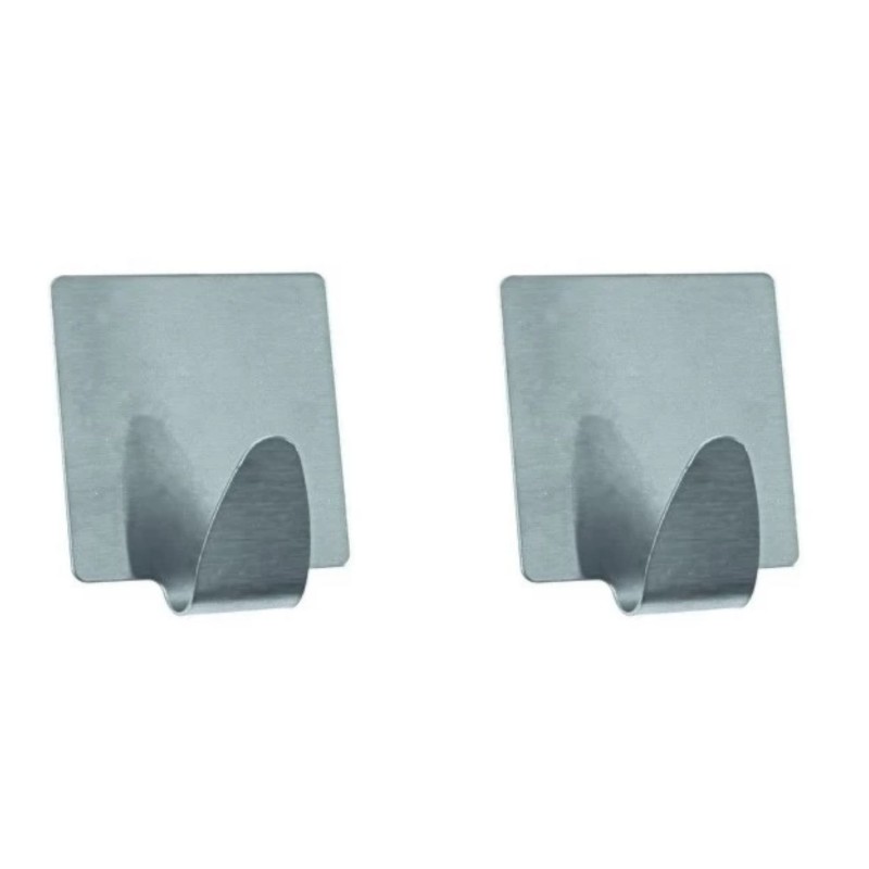Juego de 2 ganchos de pared adhesivos de acero inoxidable MSV