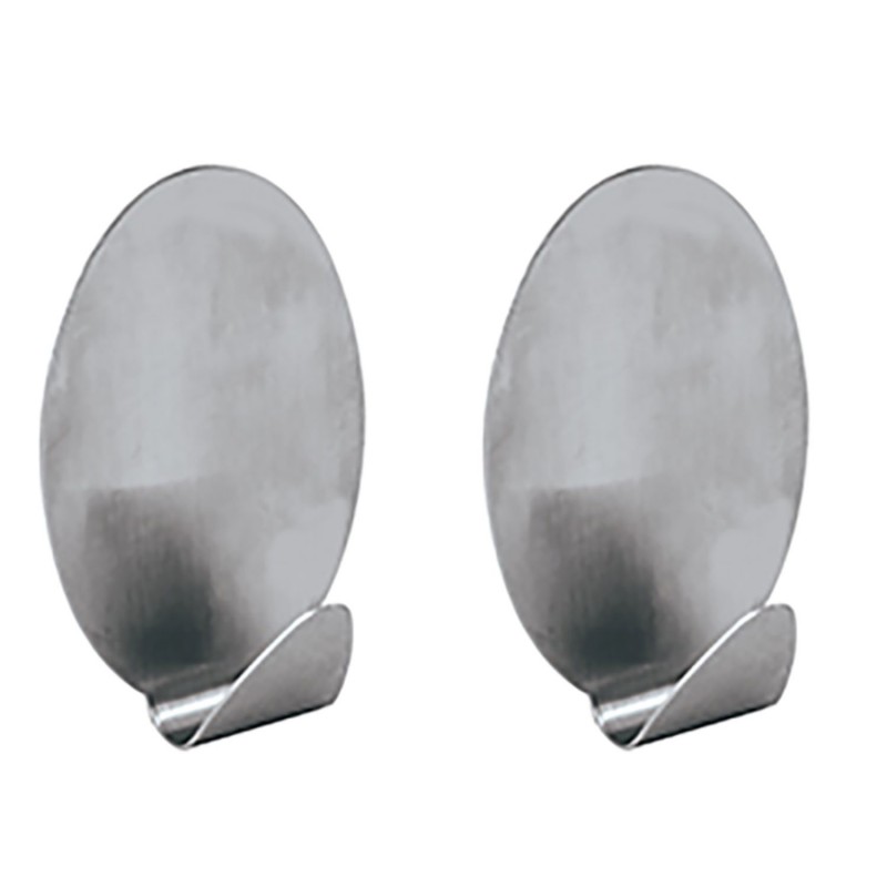 Juego de 2 ganchos de pared adhesivos de acero inoxidable MSV