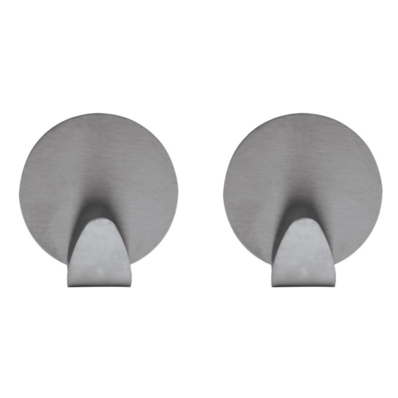 Set of 2 stainless steel adhesive wall hooks MSV