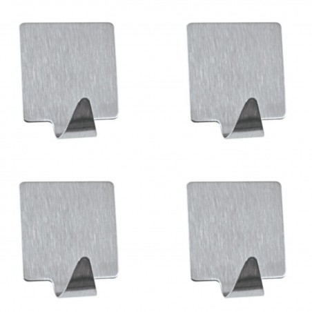 Set of 4 stainless steel adhesive wall hooks MSV