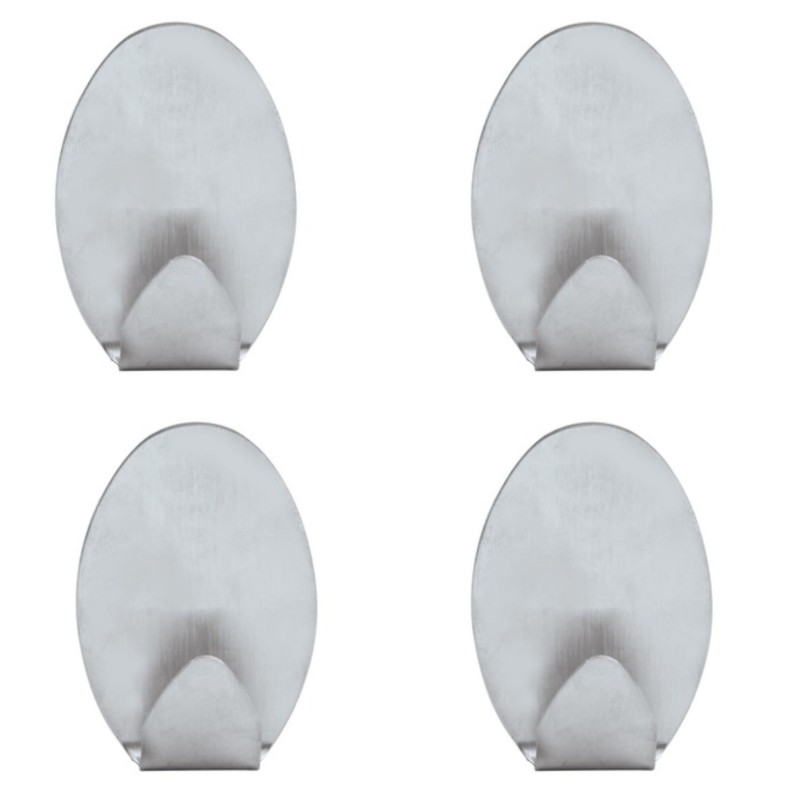 Juego de 4 ganchos de pared adhesivos de acero inoxidable MSV