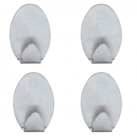 Set of 4 stainless steel adhesive wall hooks MSV