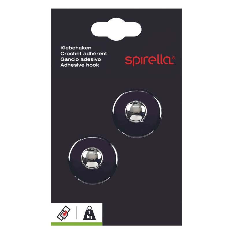 2 crochets muraux pour serviette DOT Noir argenté Spirella