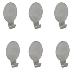 Juego de 6 ganchos de pared adhesivos de acero inoxidable MSV
