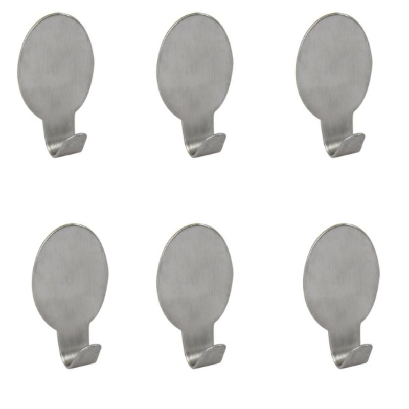Juego de 6 ganchos de pared adhesivos de acero inoxidable MSV
