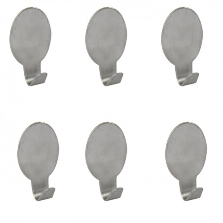Set of 6 stainless steel adhesive wall hooks MSV