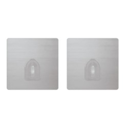 Set of 2 Repositionable Adhesive Wall Hooks Stainless Steel Effect MSV