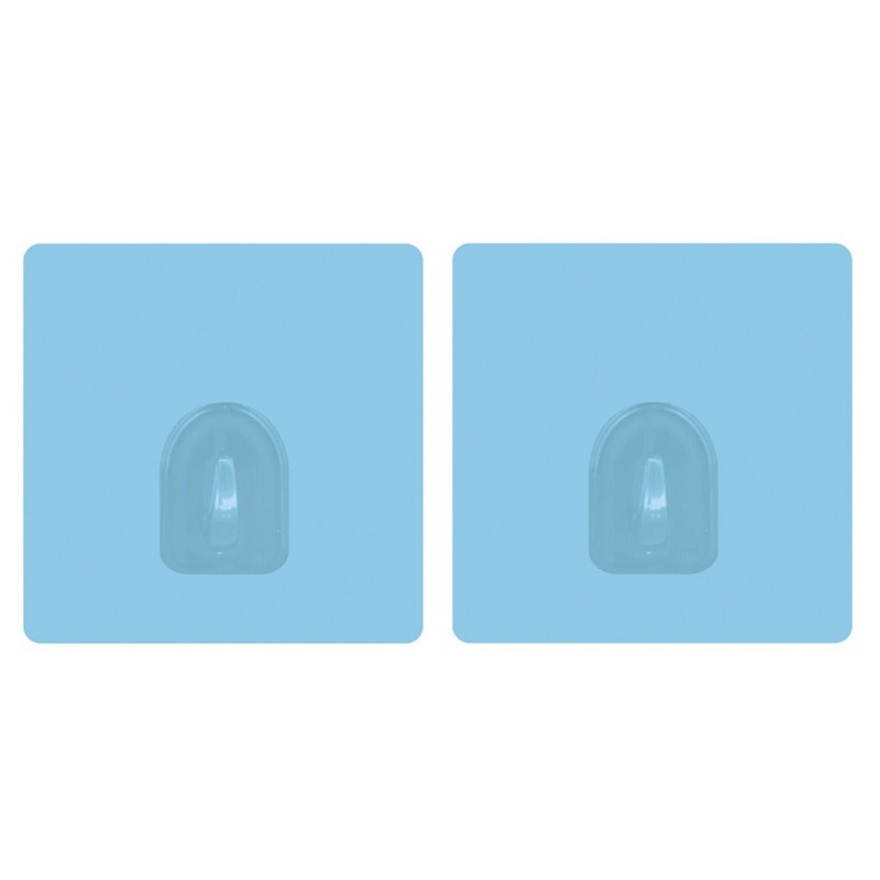 Juego de 2 ganchos de pared adhesivos  azul claro MSV