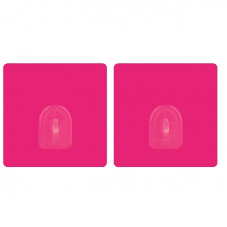 Set di 2 Ganci da Muro Adesivi Riposizionabili Rosa Fucsia MSV