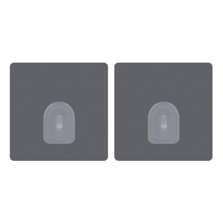Set of 2 Repositionable Adhesive Wall Hooks Gray MSV