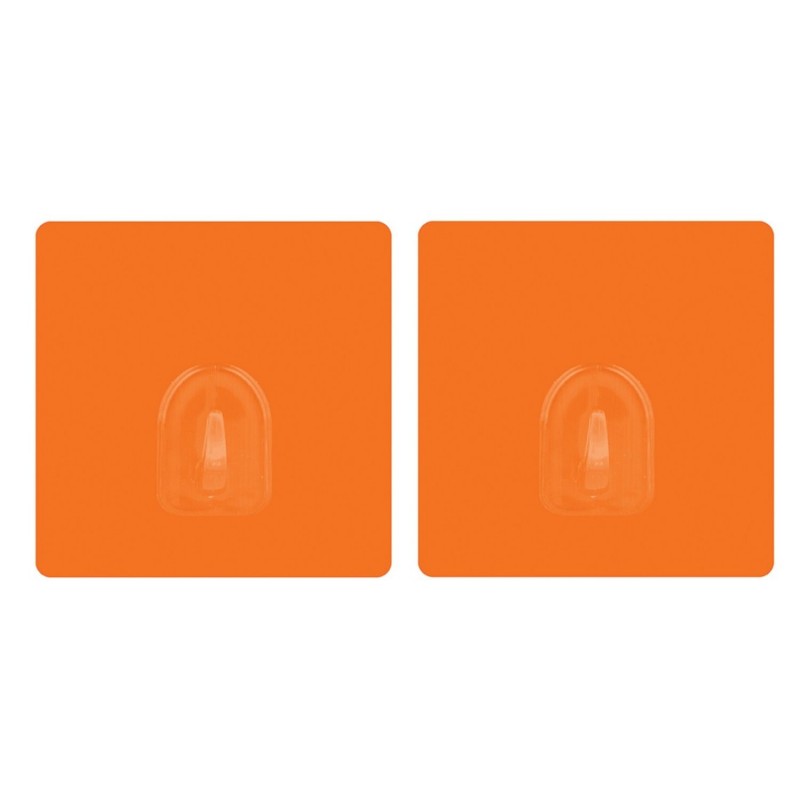 Set of 2 Repositionable Adhesive Wall Hooks Orange MSV