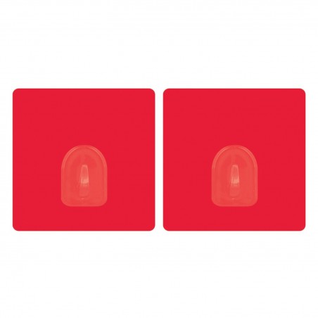 Juego de 2 ganchos de pared adhesivos  Rojo MSV