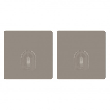 Set of 2 Repositionable Adhesive Wall Hooks Taupe MSV