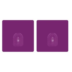 Juego de 2 ganchos de pared adhesivos  morado MSV
