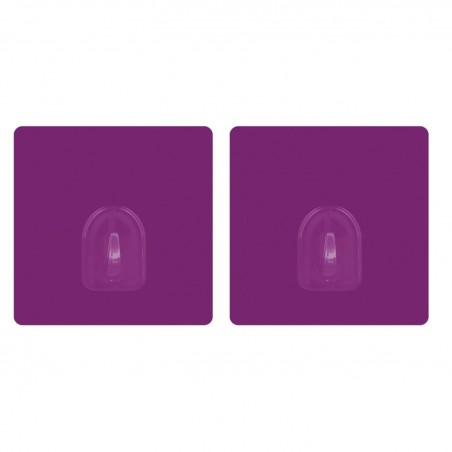 Set of 2 Repositionable Adhesive Wall Hooks Purple MSV