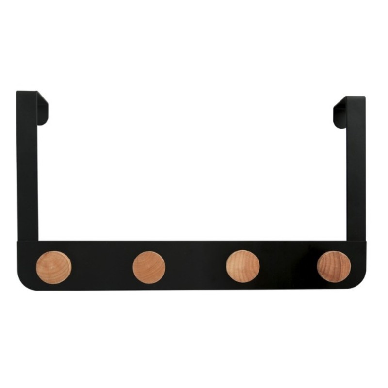 Garderobe 4 Haken NAYA Schwarz & Bambus MSV