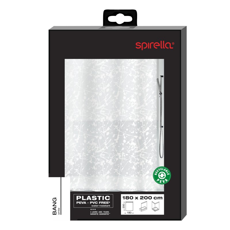 PEVA Shower curtain BANG 180x200cm White Spirella