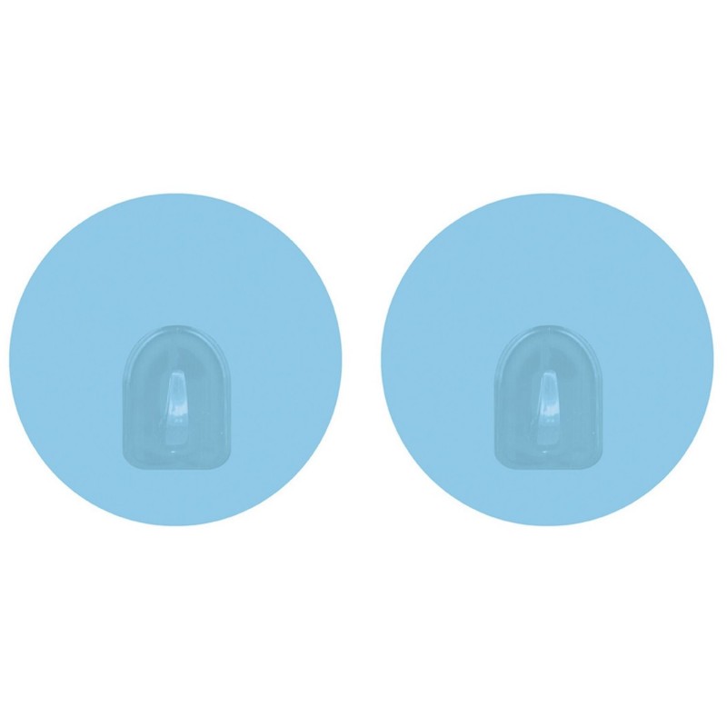 Set of 2 Repositionable Round Wall Hooks Light Blue MSV