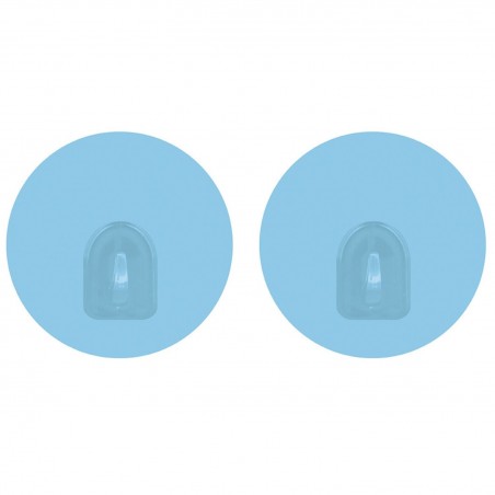 Set of 2 Repositionable Round Wall Hooks Light Blue MSV