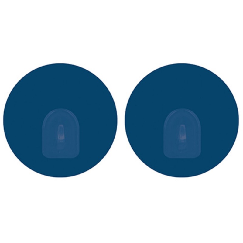 Set of 2 Repositionable Round Wall Hooks Navy Blue MSV