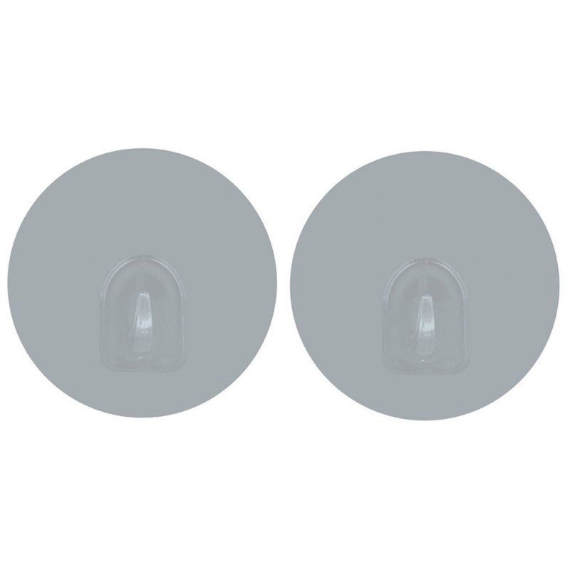 Set of 2 Light Gray Repositionable Round Wall Hooks MSV