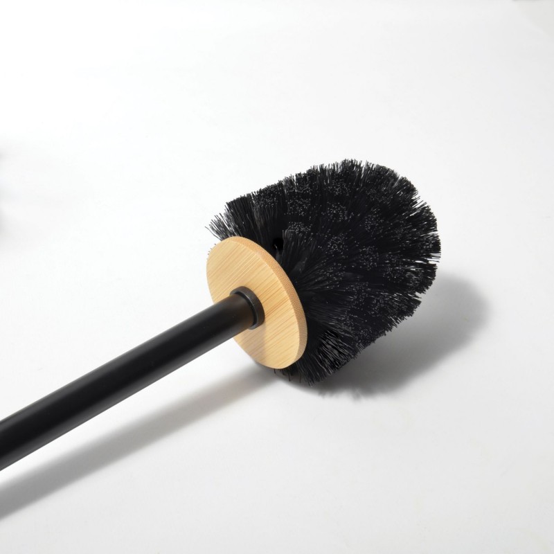 Toilet brush with polyresin & bamboo holder YUMA Dark gray Spirella