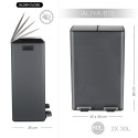 Contenedor de Clasificación Selectiva ALIYA 60L (2x30L) Acero Gris Mate Spirella