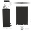 ALIYA Contenedor de Selección Selectiva 60L (2x30L) Acero Negro Mate Spirella